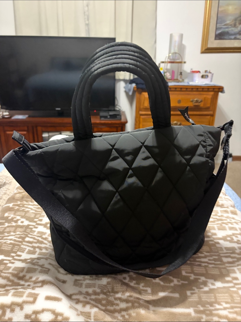 Quilted Black Tote Bag with Shoulder Strap Vera Bradley